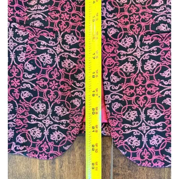 Talbots Blazer Jacket Size 2P Petite Pink Black Patterned 100% Cotton Lined - Picture 3 of 8